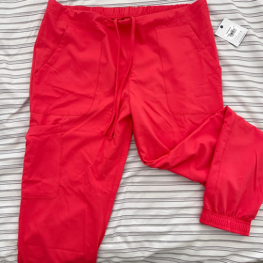 Cherokee 4 pocket jogger scrubs coral color